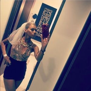 Cute Sequenced black romper -Used once for wedding !!